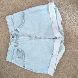Levi's women's vintage 37954 regular fit orange tab light blue denim shorts